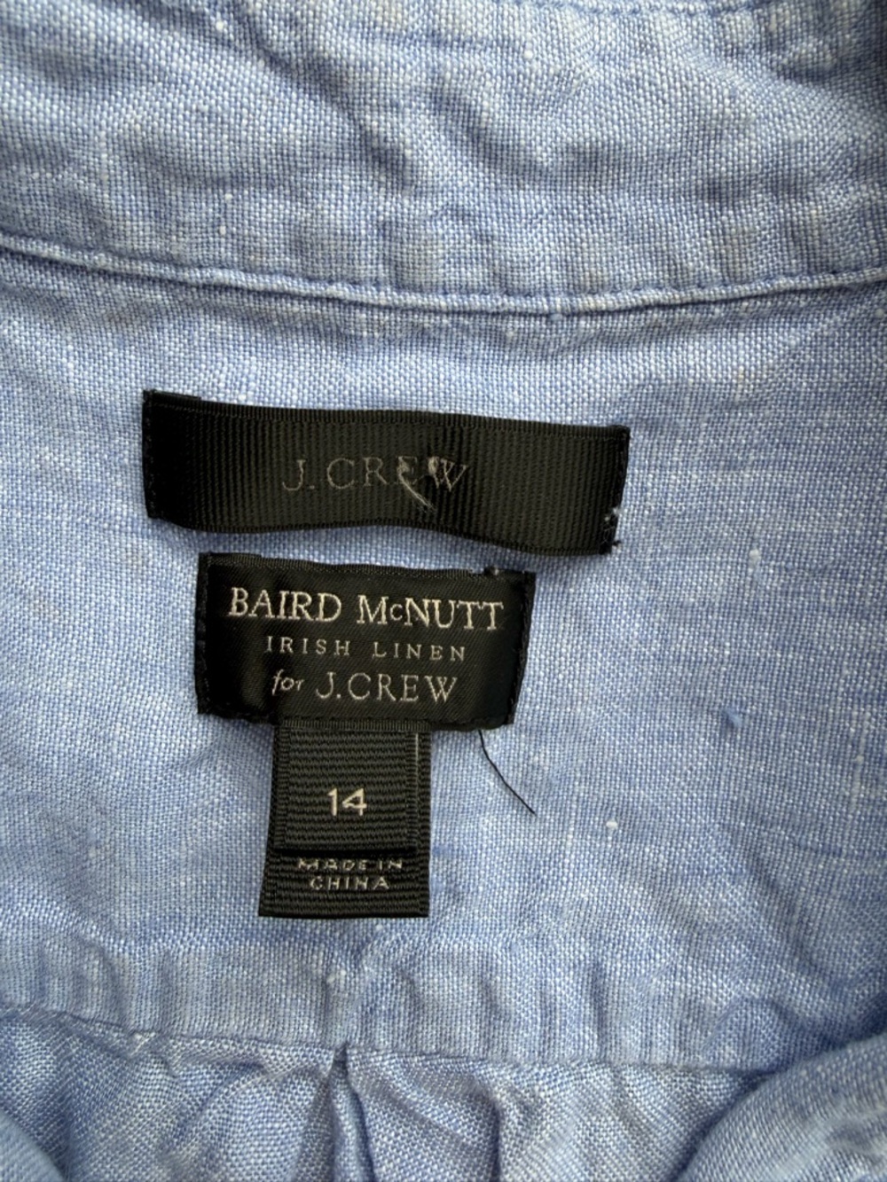 J. Crew Light Blue Irish ☘️ Linen-Short Sleeve Button Placket Shirt - Picture 6 of 8